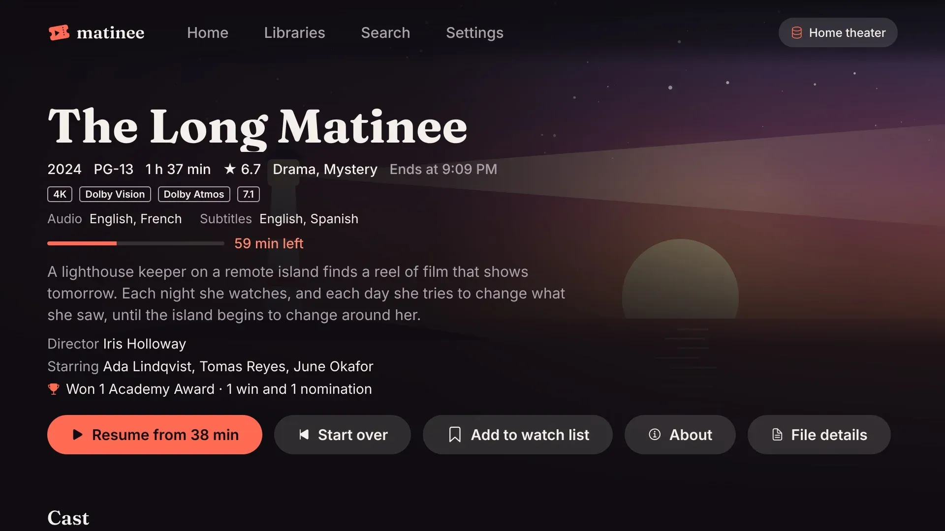 A movie’s page in the TV app