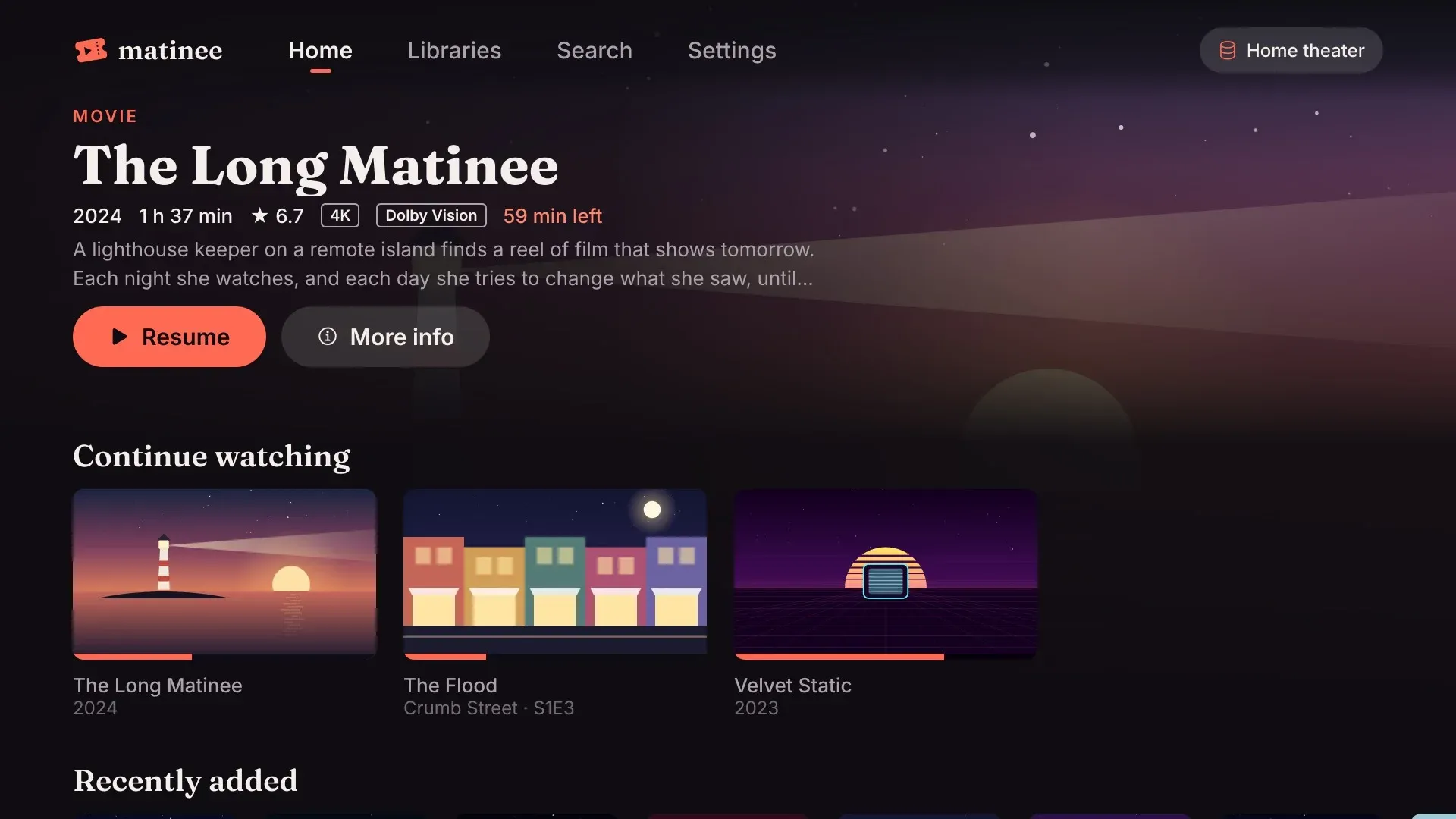 Home in the TV app