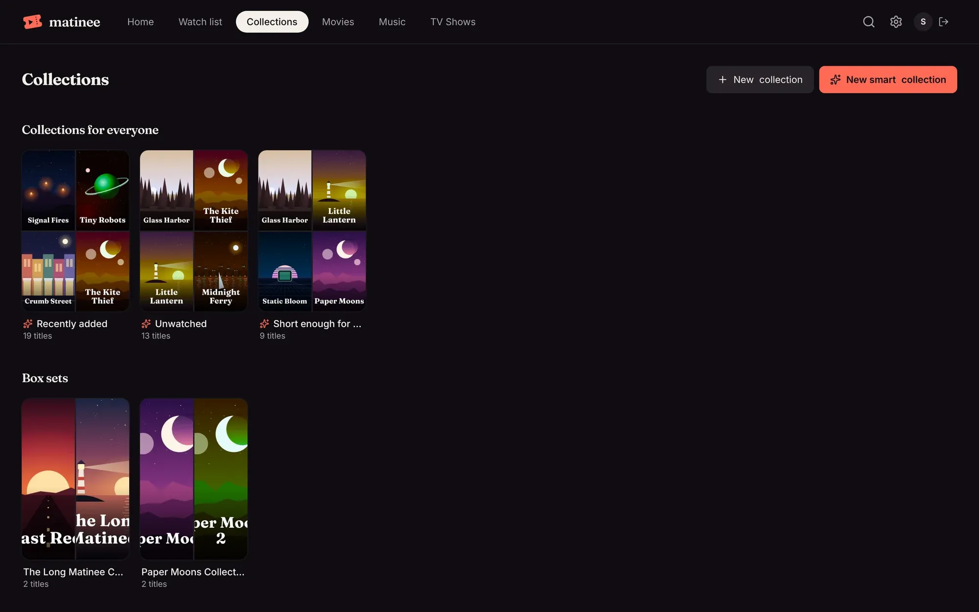 The Collections page