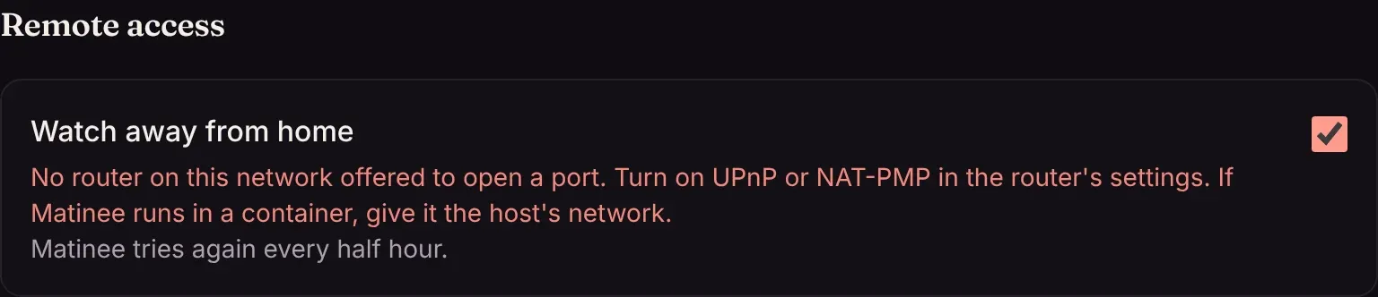 Remote access explaining why the server can’t be reached