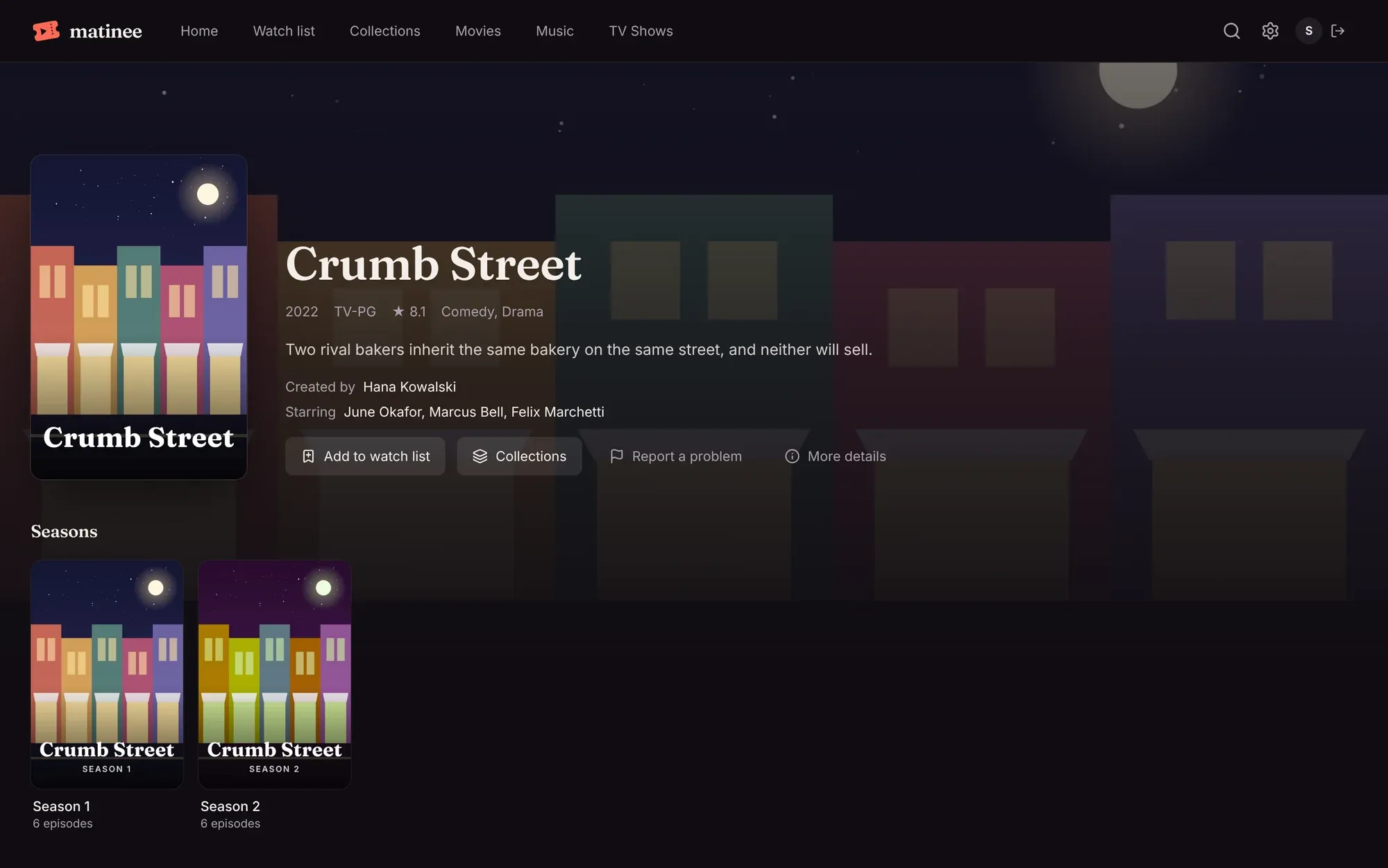Crumb Street’s page with its two seasons